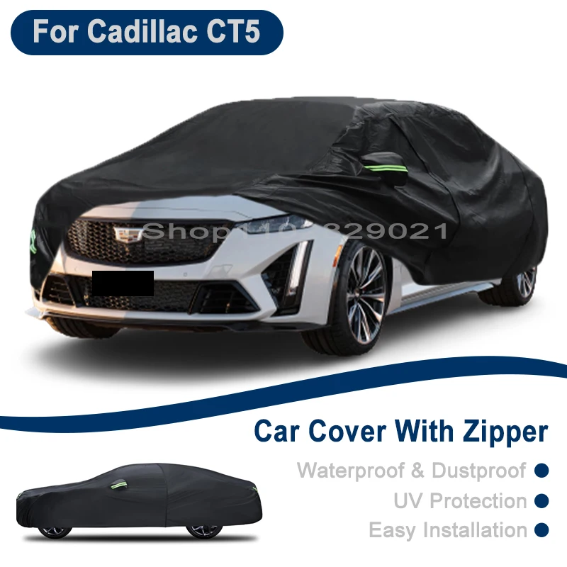 

Outdoor Full Vehicle Cover For Cadillac CT5 - Side Zipper Design, Waterproof Dustproof Sun Protection Car Cover
