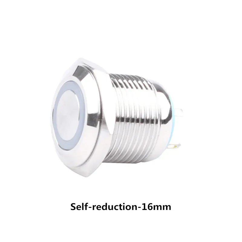 

16 мм металлическая латунная кнопка с плоской головкой, кольцо подсветки, мгновенное 1НО, автомобильная кнопка, контактный терминал