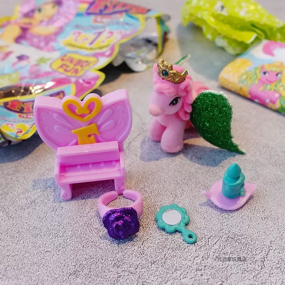 Genuine Filly Stars Butterfly Crystals Flocking Pony Action Figures Blind Bags Cute Pony Model Toys Collection Children Gifts