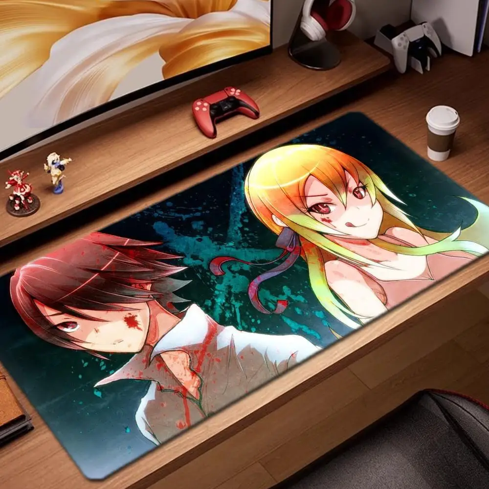 

Коврик для мыши Monogatari Series, игровые аксессуары, коврик для клавиатуры, XXL, большой запирающий край, 900X400 мм, настольный коврик, игровой коврик для мыши