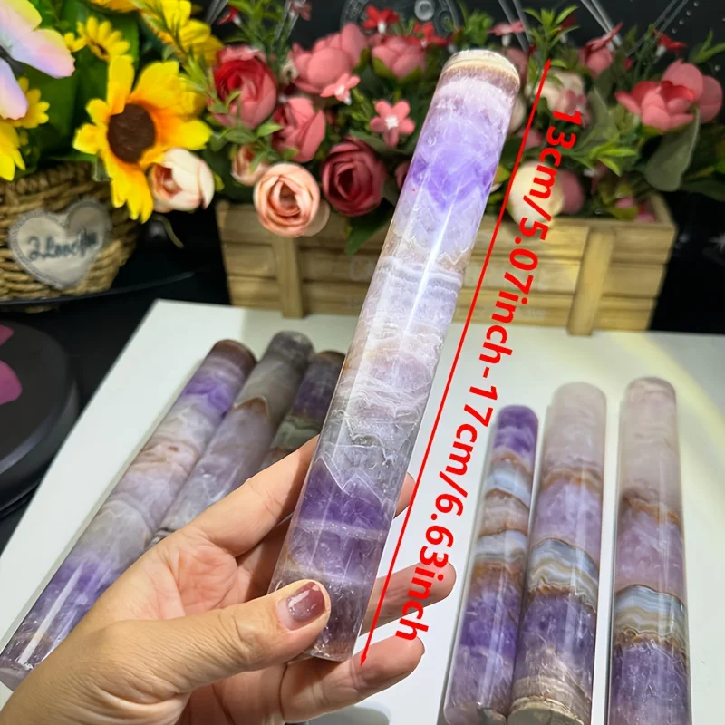 1pc Natural Lace Agate Round Stick, Ideal for Home Decor & Unique Holidays Gift, Crystal Collectors