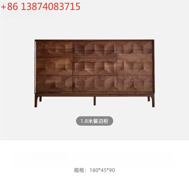 

Italian light luxury art carved storage cabinet North American imported black walnut simple side storage cabinet
