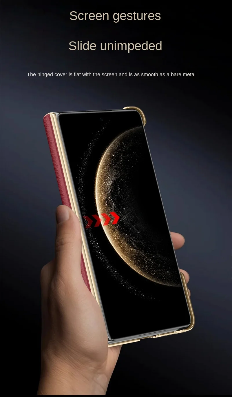 

Leather Electroplated Frame Magnetic Hinge Wireless Charging Ring Case For Huawei Mate X6 Mate X5 Lens Protect Cover
