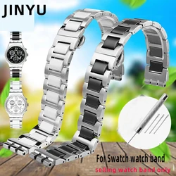 metal Watchband For Swatch YGS716 YAS100 YVS441G/YAS112G watch bracelet Stainless steel + Ceramic Watch Band 17mm women wrist