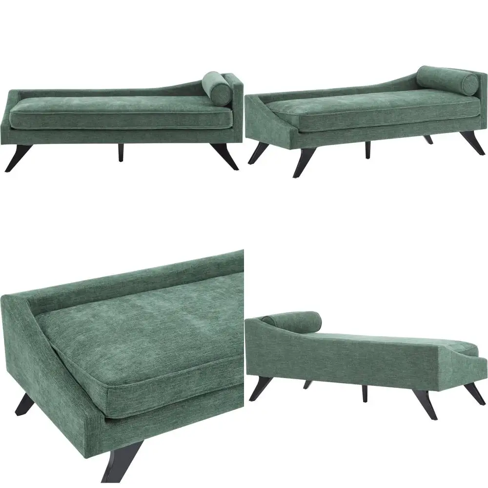 

Зеленый шезлонг для дома с подушками и ножками из березы