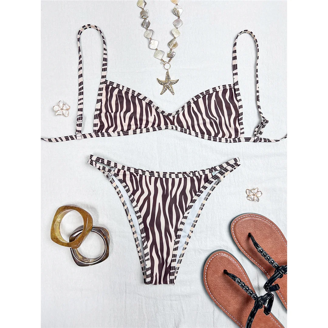 XS - L 2026 Bedruckter Bikini mit Polka Dots, Damen-Badeanzug, zweiteiliger Bikini-Set, kariertes Badeoutfit, Badeanzug, Schwimmanzug V8039 – Detail 18