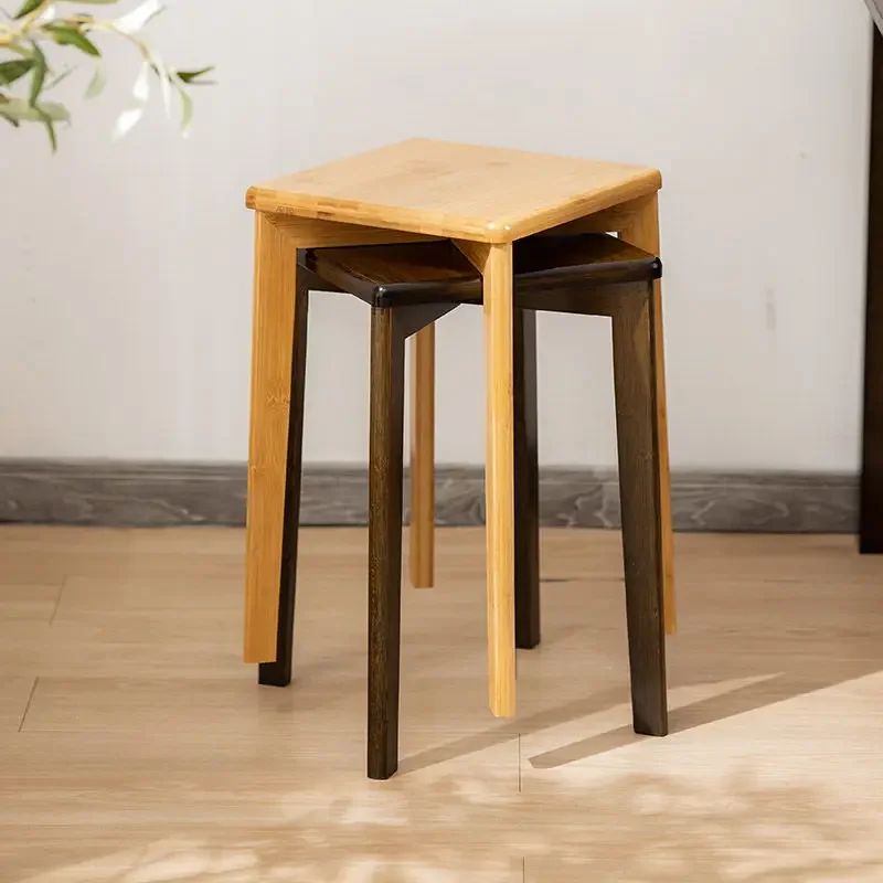 High Square Stool Can Be Stacked for Dining Square Stools Simple Solid Wood Thickened Durable Living Room Furniture Ottomans ins