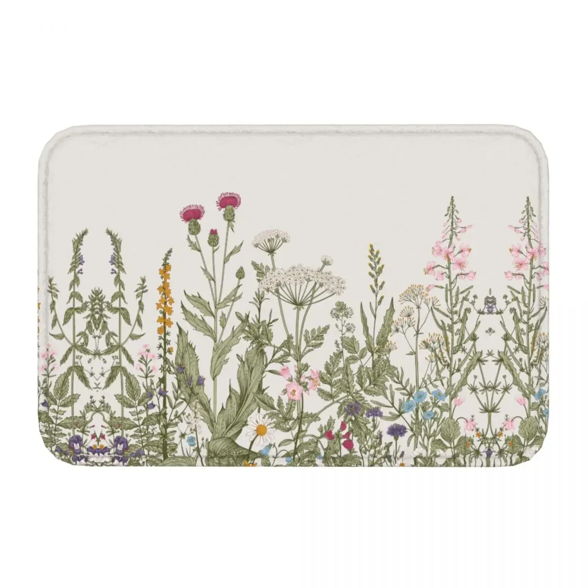 Non-slip Doormat Farmhouse Flower Botanical Floral Carpet Bath Bedroom Mat Welcome Flannel Pattern