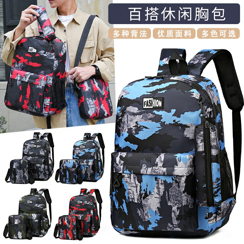 Large Capacity Backpack Outdoor Casual Travel Backpack Fashion Middle School Student Three Piece