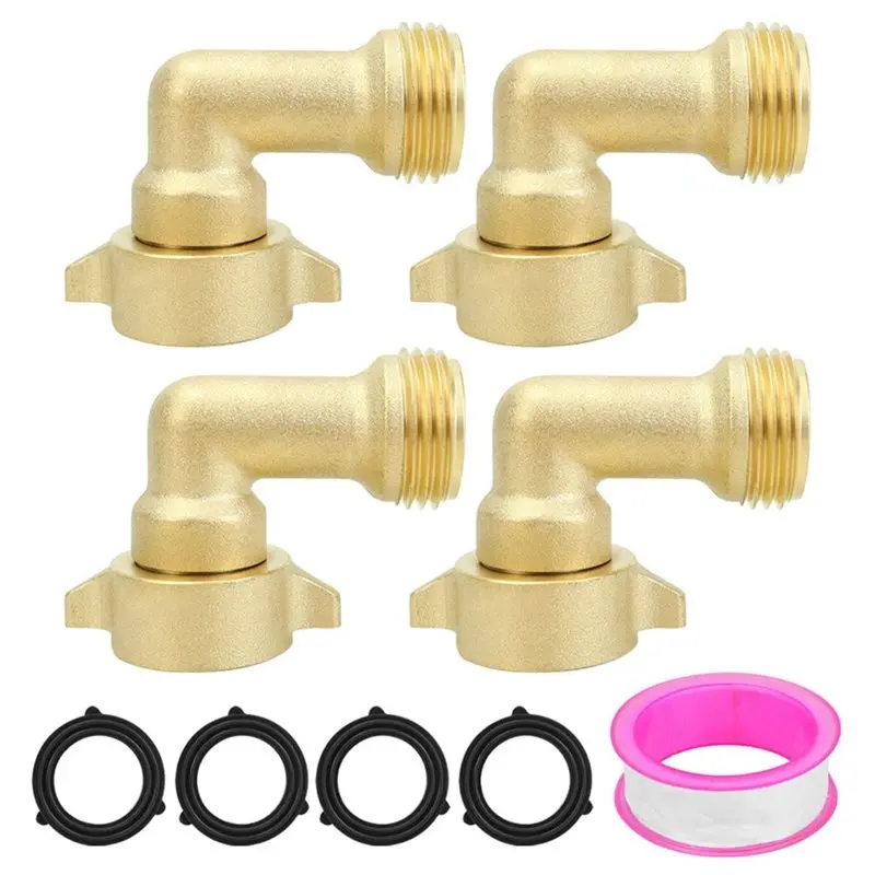 Hose Elbow Connector 90-Degree 3/4-Inch-4-Pack Rubber Washers And Thread Seal Tape-Faucet Extension Connectors