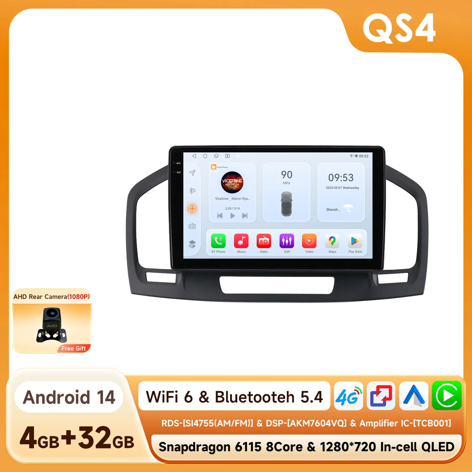 9Inch 7862 Qled Scherm 2din Android Auto Radio Multimedia Video Speler Voor Buick Regal 1 Opel Insignia Gps Navi Carplay 4G Rds Bt