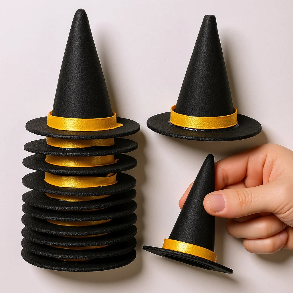 

12Pcs Halloween Hat Felt Fabric Wine Bottle Covers Reusable Halloween Party Decor Supplies Hat