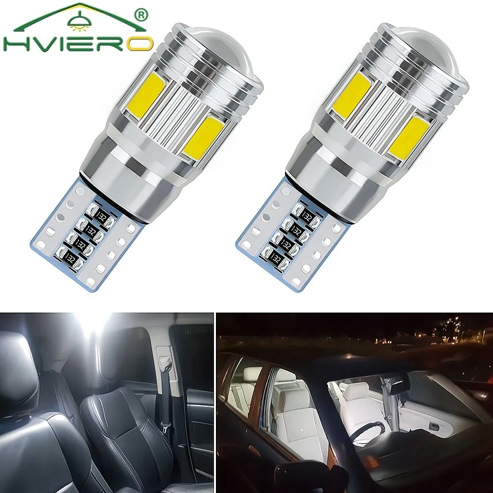 2Pcs T10 LED Auto Interior Xenon White Blue Pink CANBUS 5630 6SMD 12V Aluminum Bulb Side Marker Parking Lights Cob Turn Signal