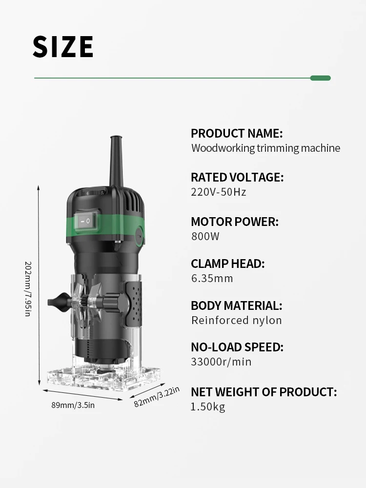 800W Router di legno elettrico per la lavorazione del legno Trimmer elettrico incisione scanalatura taglio Carving Machine Kit con 6.35 fresa