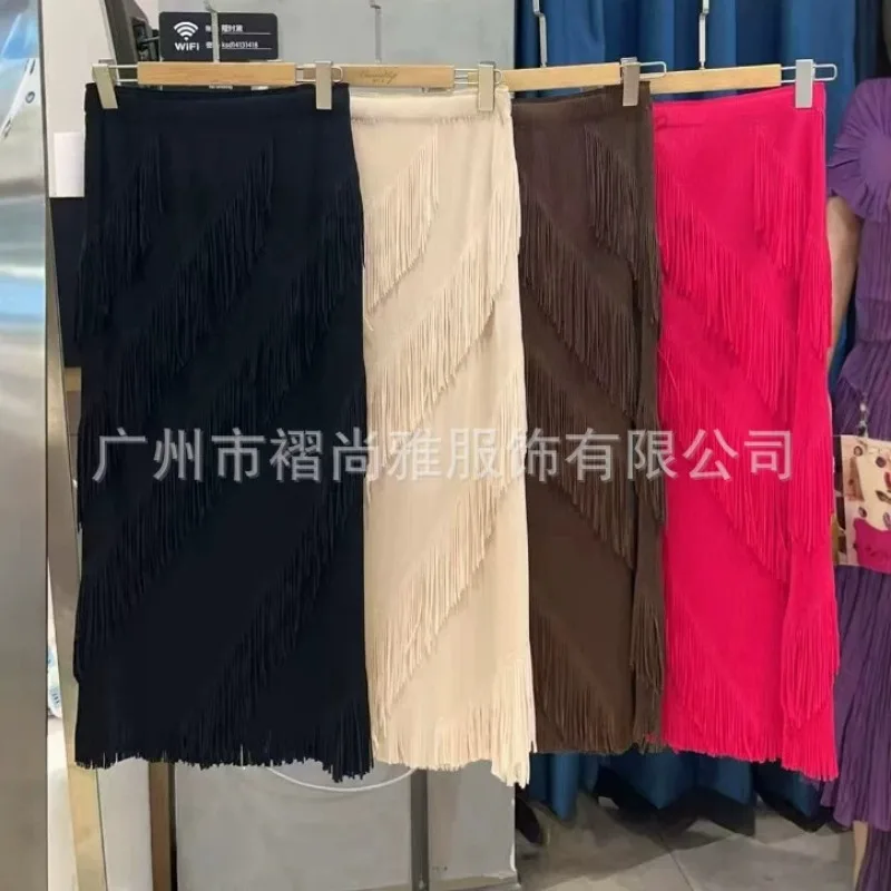 Miyake Pleated 2026 Summer New Casual Pleated Skirt with Fringe Fashion Asymmetric High-End Design Pleated Half Skirt Pleat