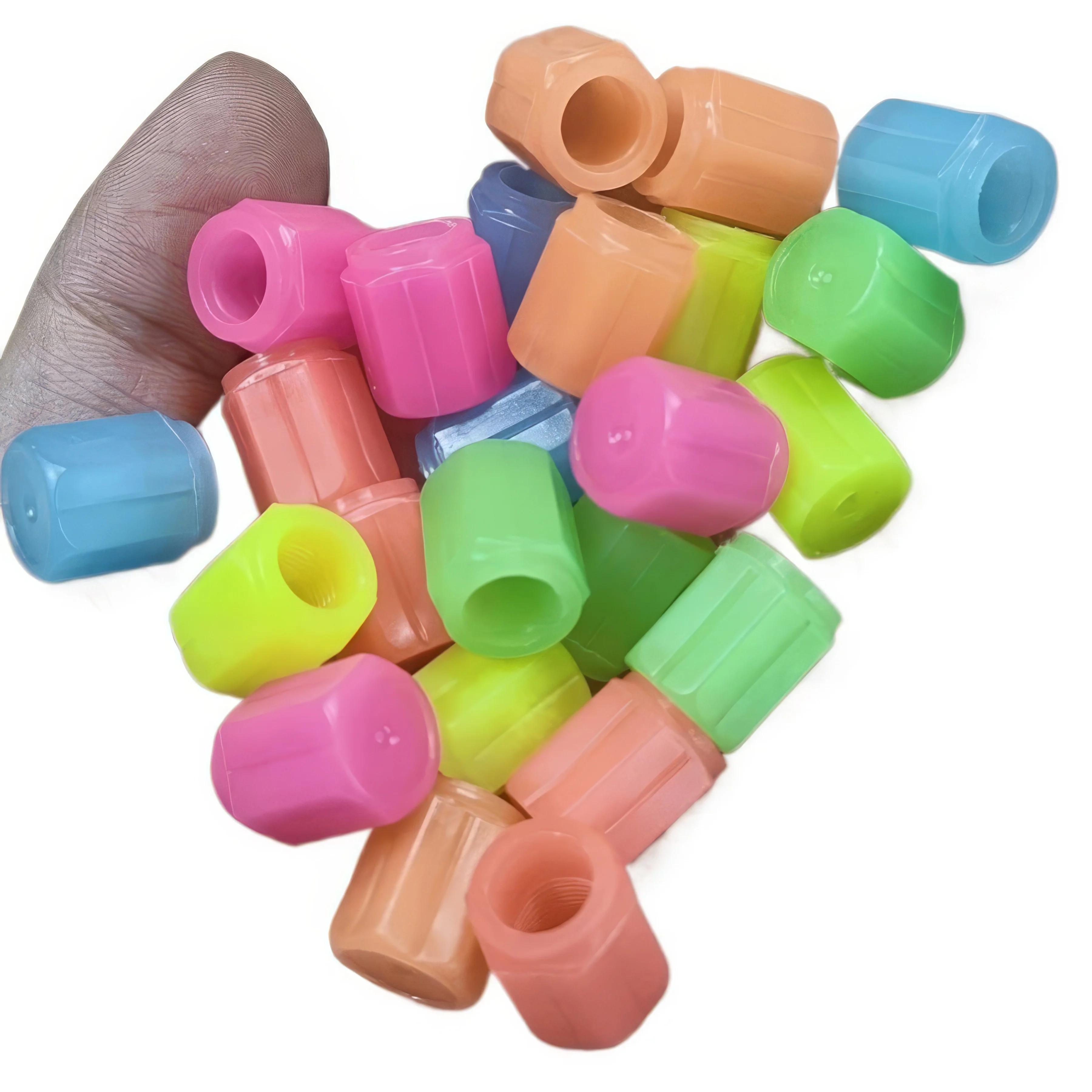 4-Piece Glow-in-the-Dark Tire Valve Caps Set – Self-Luminous for Night Visibility and Wheel Accents