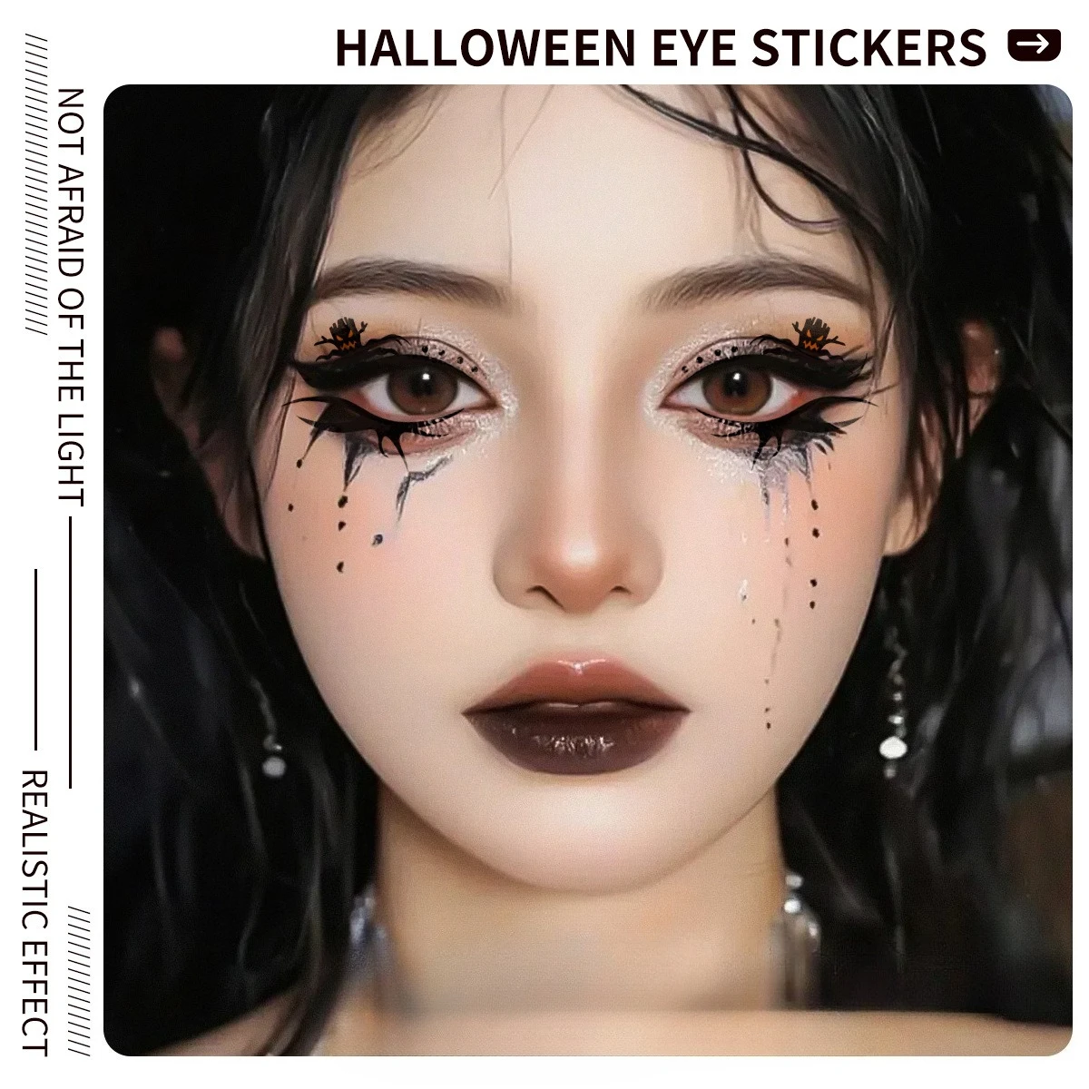 Halloween Face Stickers, Pumpkin Spider Mesh Stickers, Waterproof and Easy To Remove Instagram Style Party Face Stickers
