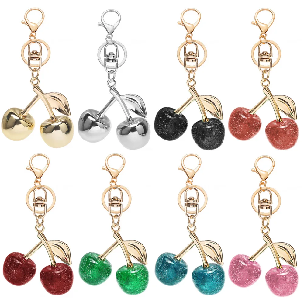 Fashion Delicious Red Cherry Keychain Summer Fruits Cherries Pendant Keyring For Women Men Jewelry Bag Accessories Gift