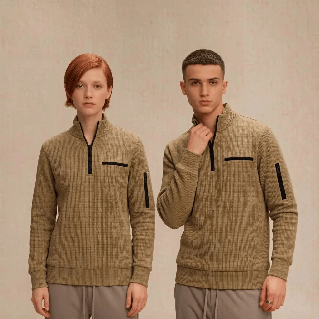 2026 Men's Casual Long-Sleeve Polo Shirt Pullover Sweatshirt Spring and Autumn Outdoor Sports Zipper Men's Shirt Sweatshirt Top