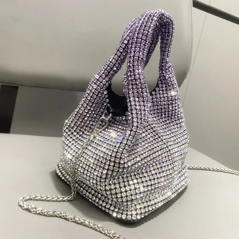 Fashionable Diamond-embellished Water Bucket Shape Evening Bag For Women New Spring 2024 Collection Wholesale
