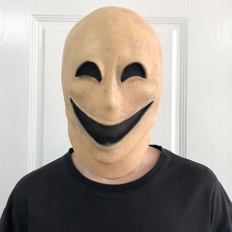 

Creepy Smile No Face Man Mask Cosplay Alien Demon Latex Helmet Halloween Carnival Dress UP Party Costume Props For Adult