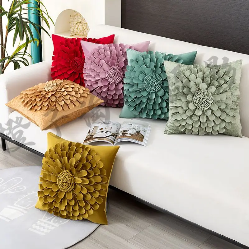 

Flower Cushion Cover Living Room Bay Window Pillowcase Sofa Three-Dimensional Decoration Pillow Cover