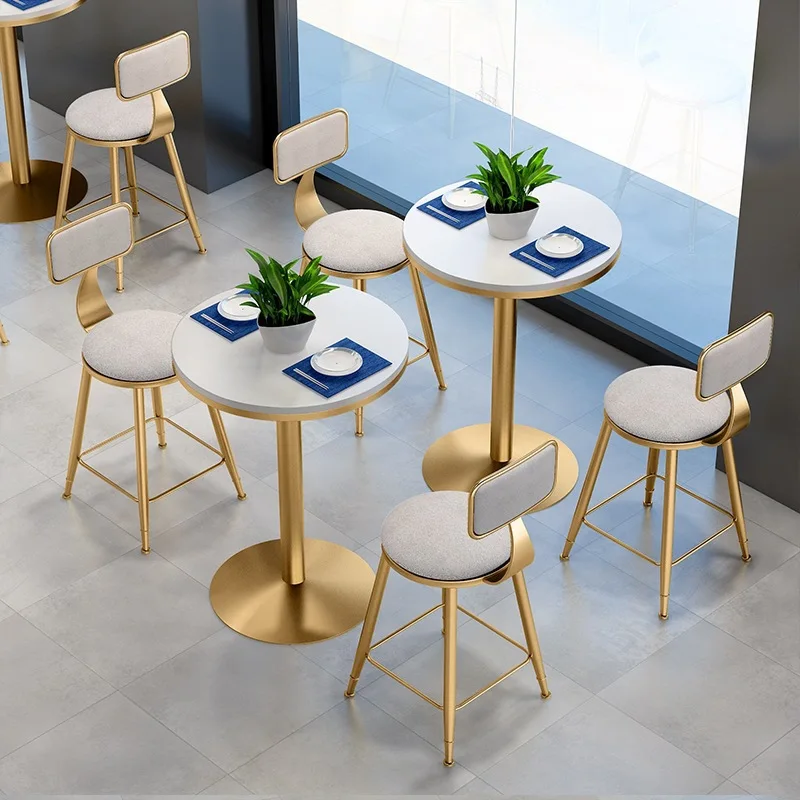 

Dessert Shop Cafe Restaurant Table Milk Tea Shop Table and Chair Combination Golden Dining Bar Dining Chair