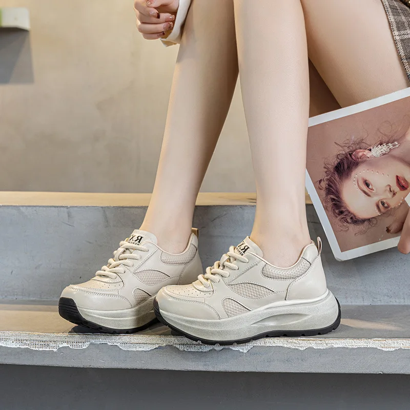 Women Sneakers Spring Luxury Genuine Leather Comfortable Slip on Soft Trend Sneakers Women Lightweight Outdoor Shoes for Women view 4
