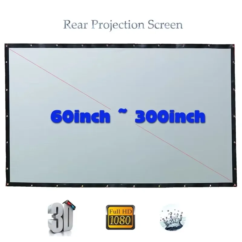 

Yovanxer HD Rear Projection Screen Special Soft PVC for Any Projector Home Theater Outdoor Curtain Full Sizes 16:9/4:3 Optional