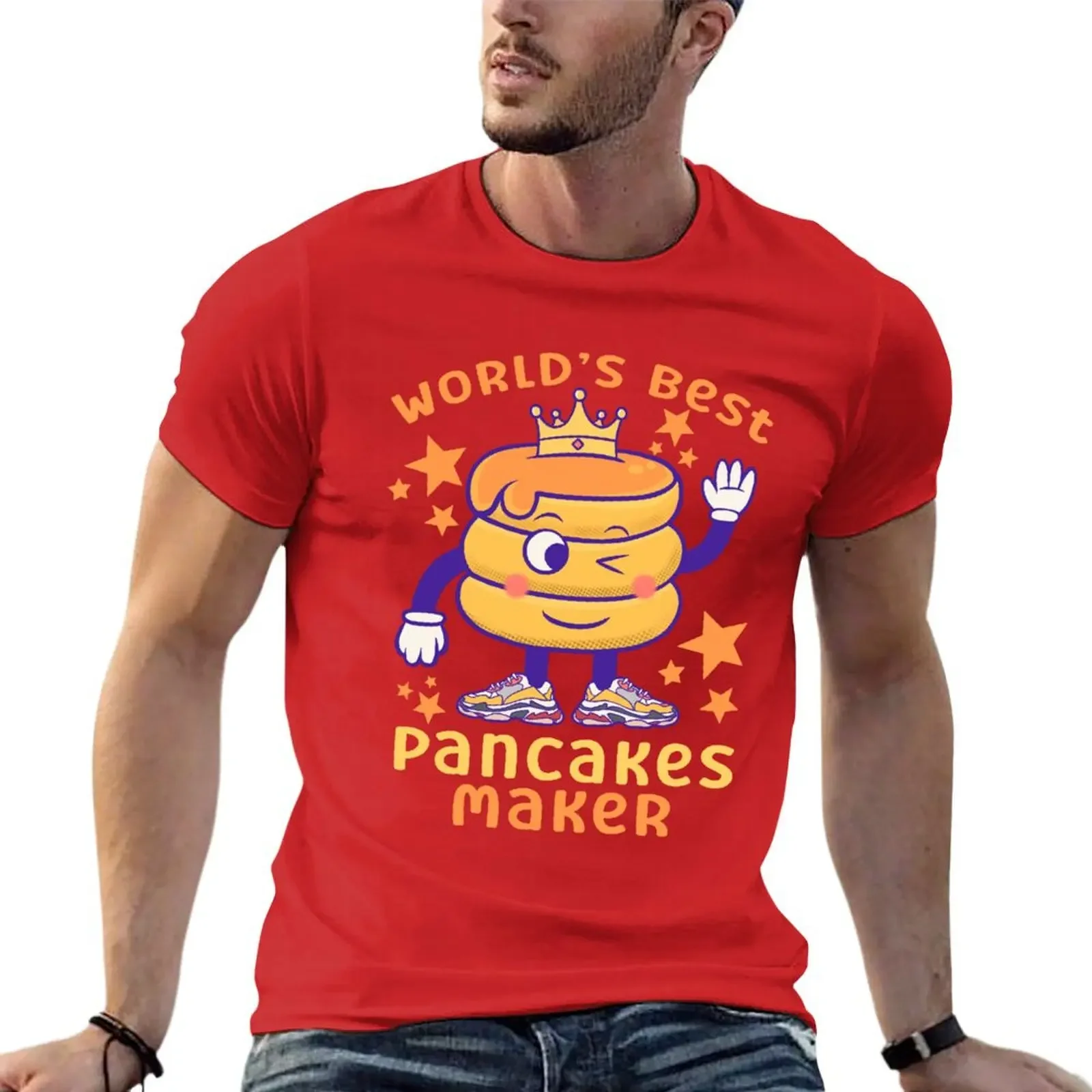 world best pancakes maker : funny pancake memes T-shirt aesthetic clothes mens graphic t-shirts