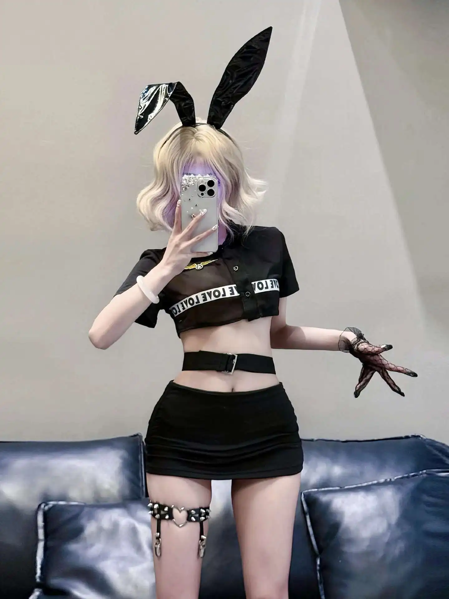 

Women 2025 New Sexy Lapel Single Breasted Slim Mesh Splicing Short Sleeve Top+high Waist Wrap Hip Short Skirt Uniform Set WF0W