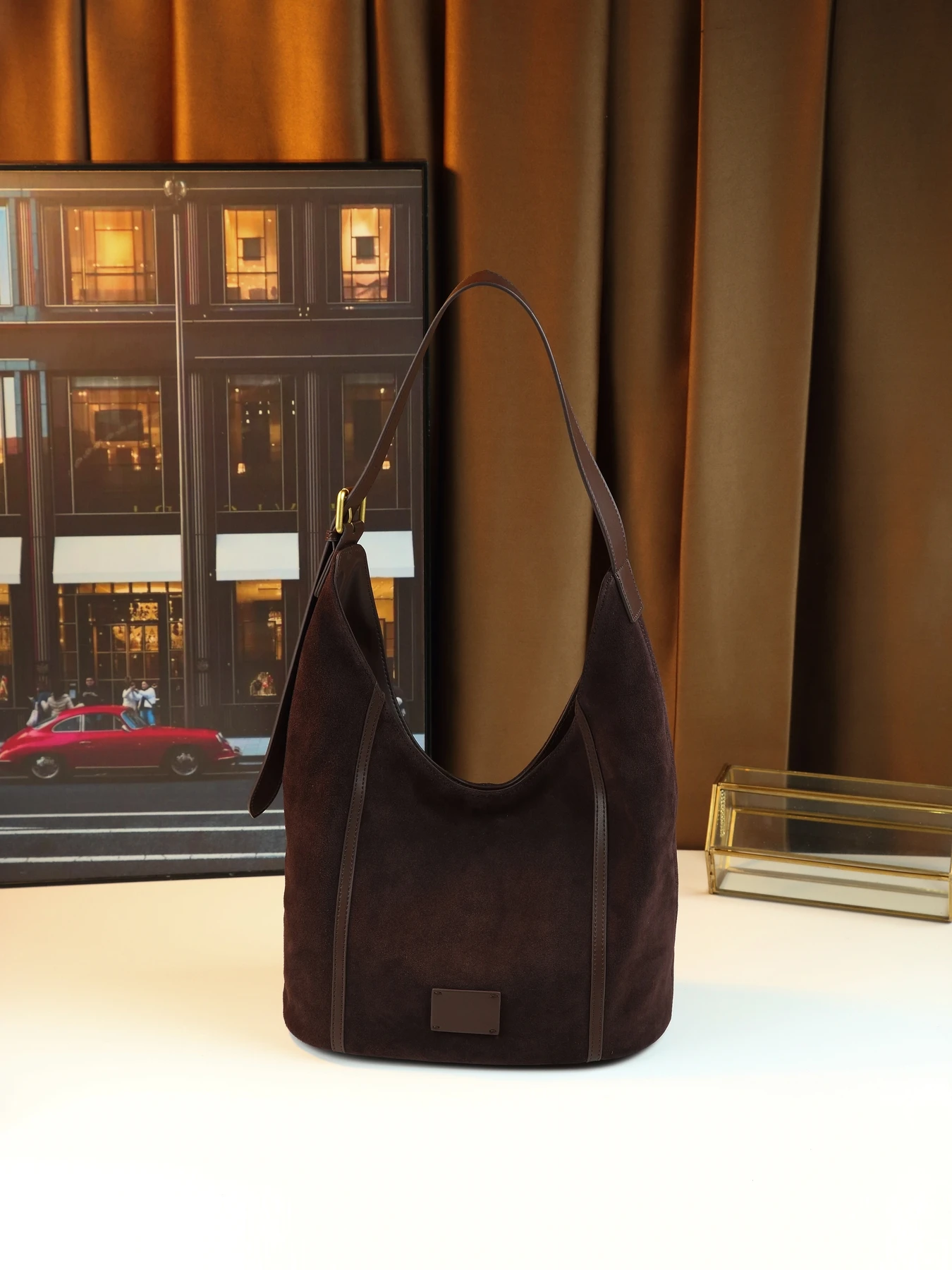 

Осенне-зимняя кожаная сумка в стиле ретро, простая сумка-ведро большой вместимости, коричневая женская сумка первого слоя из воловьей кожи