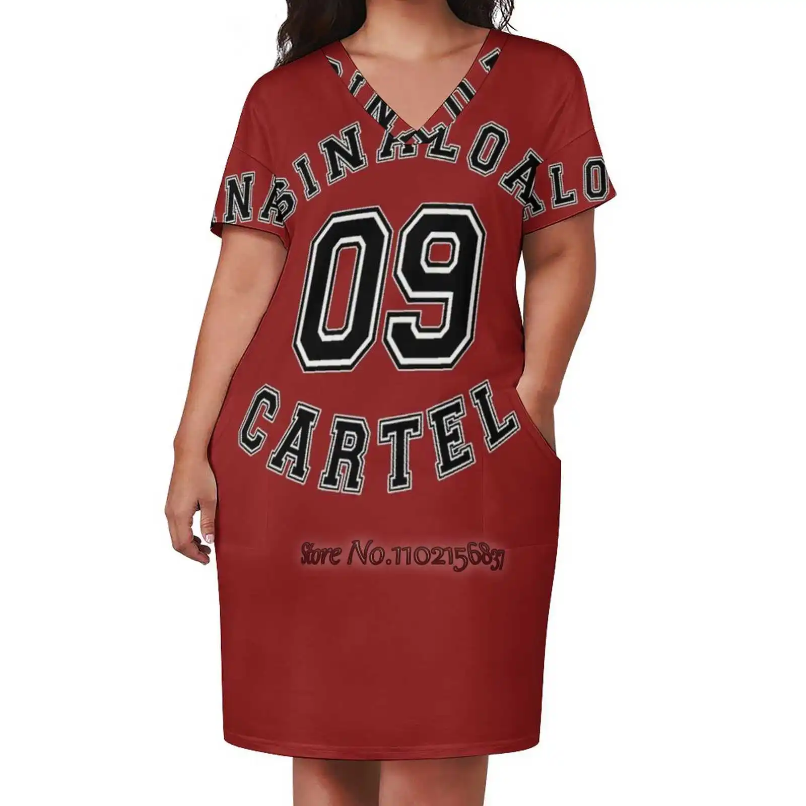 Sinaloa Cartel - Mexican Gang - Loose V-Neck Skirt Sexy Short Sleeve Skirt Loose A-Line Dress Light And Breathable Dress