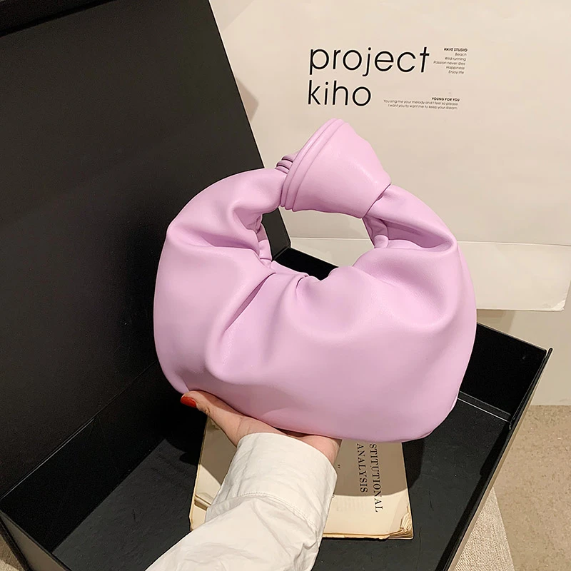 

Fashion Hobo Bag Luxury Designer Handbag Brand Women Tote Bag Knotted Handle Clutch Bag Purple Green Pu Leather Ladies Bag