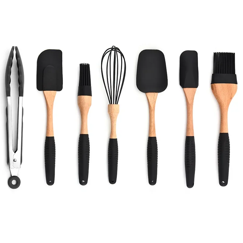 Food Grade Silicone Baking Scraper Oil Brush Pastry Knife Single Egg Beater Set Baking Pastry Tool Set