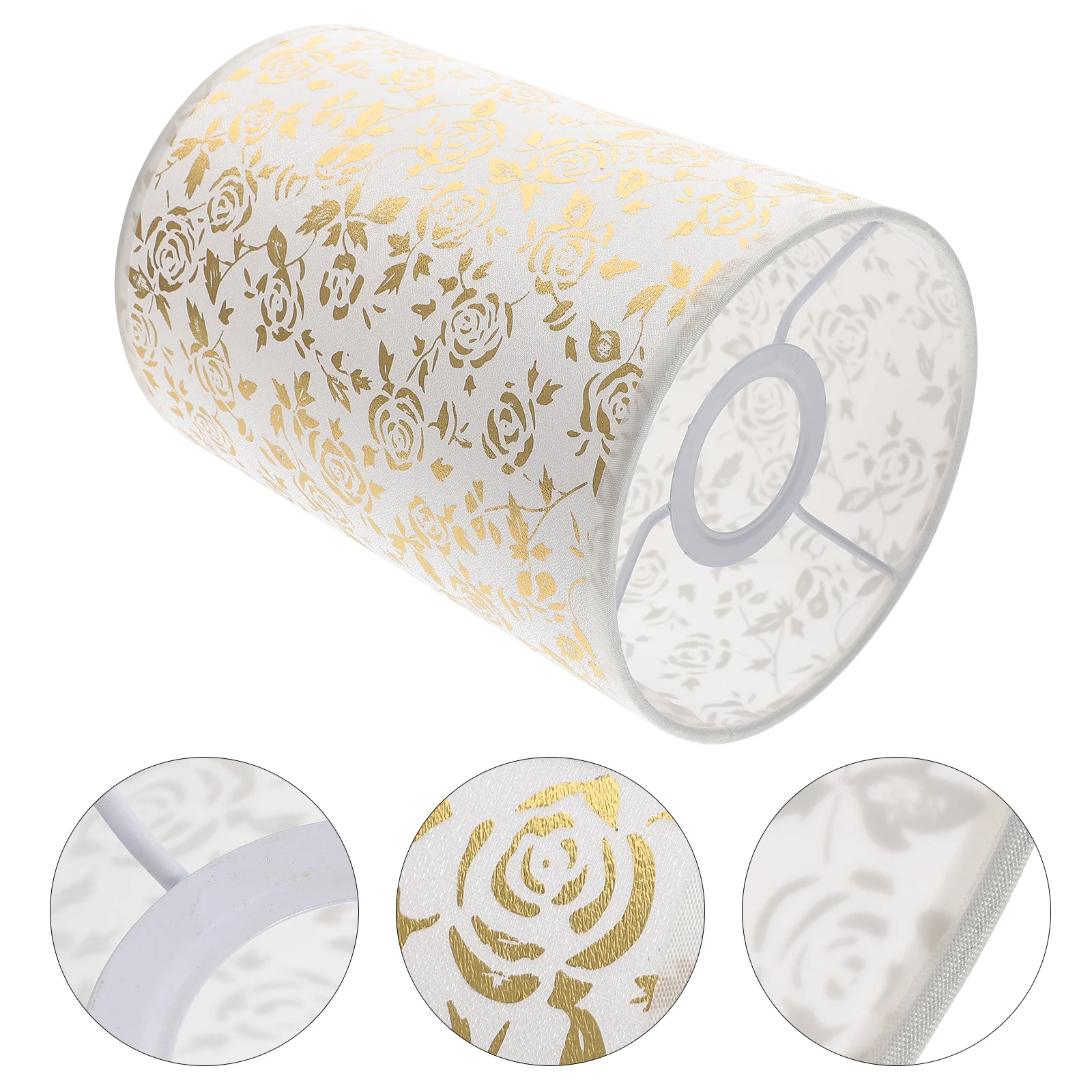 

Gold Rose Lampshade Small Size E27 Base Pattern Indoor Desk Lamp Shade Accessory Lamp Cover Replacement