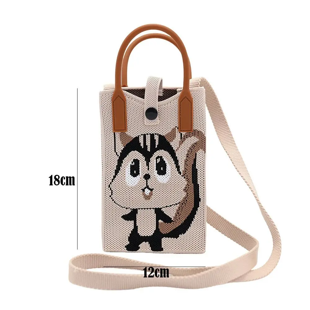 甘いミニニット携帯電話バッグ漫画大容量ニットハンドバッグショルダーバッグ