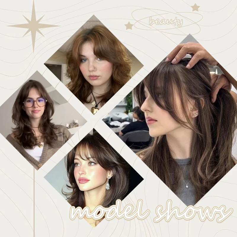 مشبك شعر صناعي في الانفجارات شعر مستعار Wispy الجانب اجتاحت الانفجارات مشبك شعر وهمية بانج هامش مع المعابد هيربيسي للنساء الاستخدام اليومي