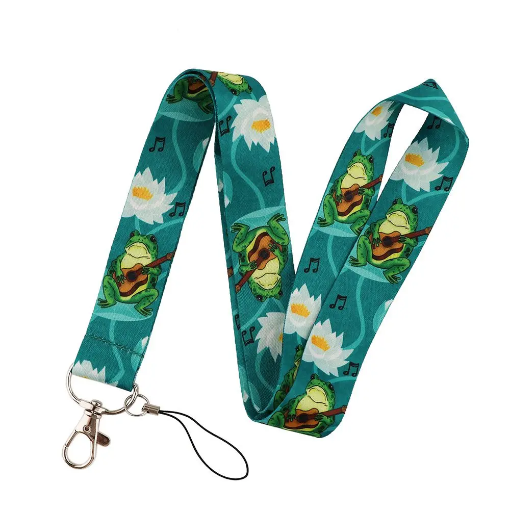 Tag Holder Key Ring Holder Webbings Ribbon Keychain Badge Holder Frog Print Neck Strap Keychain Ribbon ID Card Pass Hang Rope