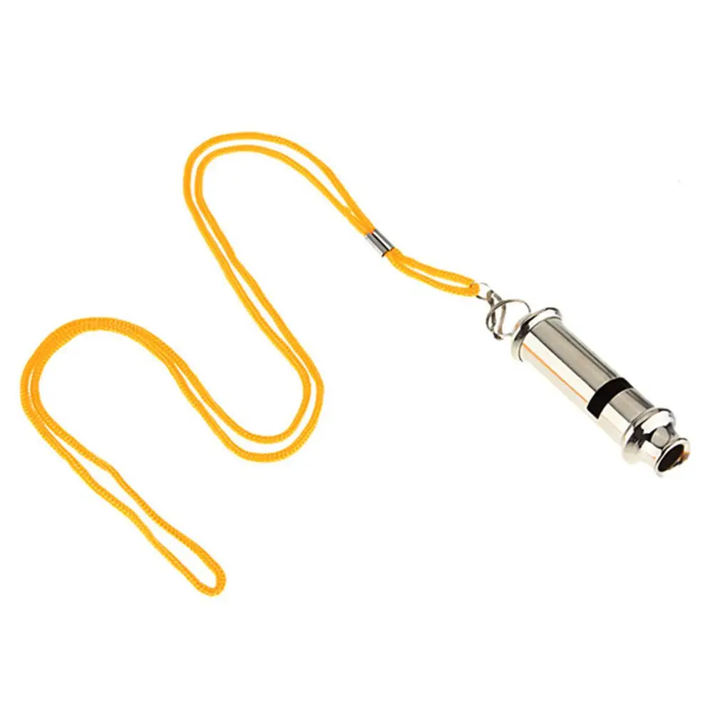 Stainless Steel Emergency with Lanyard for Police Traffic Warning Whistle Security Portable