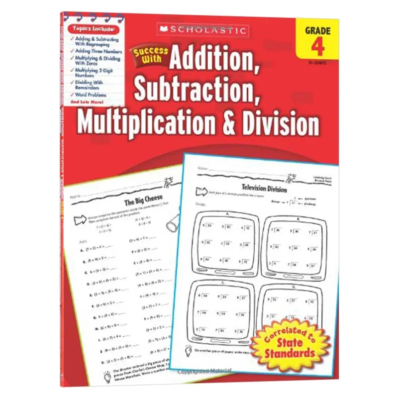 

Успех Школастический с добавлением вычитания, 4 класс, 8 9 лет, 10 лет, английская книга 9780545200721