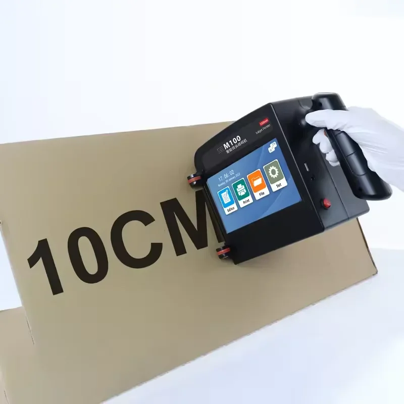 Newest 100mm 4 head Handheld Inkjet Printer Big Characters 7 Inch Touch Screen Handy Batch Coding Machine