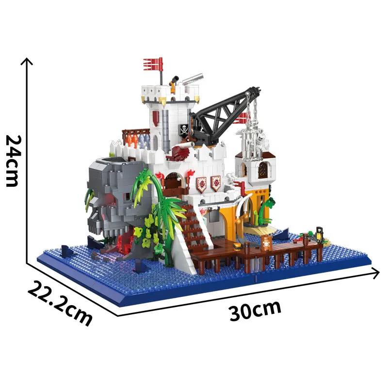 Loz เรือโจรสลัดเกาะกะโหลกศีรษะที่สร้างสรรค์อ่าว Moc มินิบล็อกประกอบแบบจำลองการสร้างตัวเลขอิฐชุดของเล่นสำหรับของขวัญผู้ใหญ่