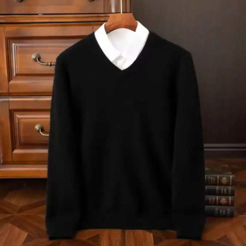 black V-neck