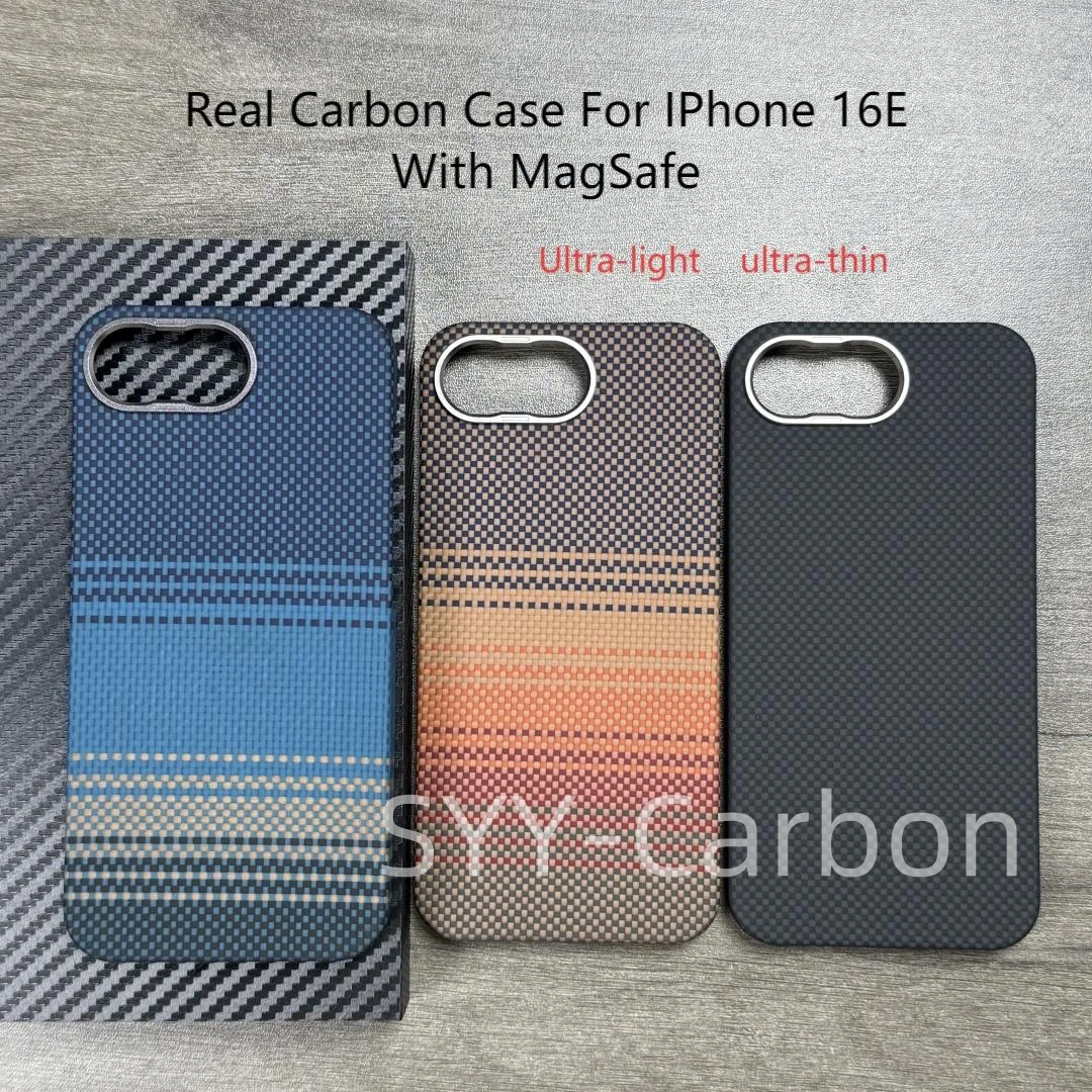 

Чехол Magsafe из настоящего карбона для телефона Apple iPhone 16E, роскошный ультралегкий ультратонкий защитный чехол из углеродного волокна