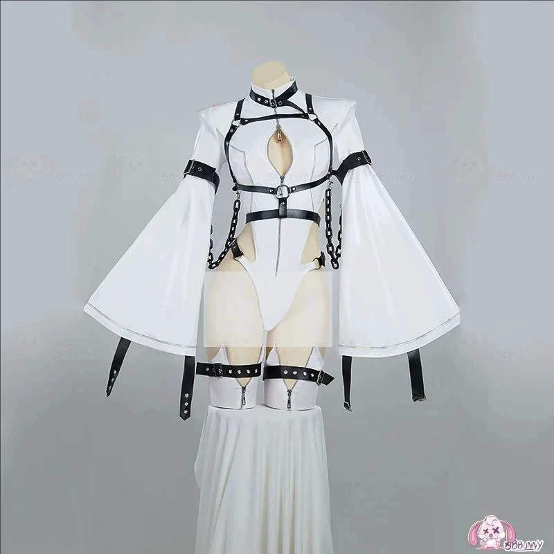 

ob Battle Uniform Cosplay Costume PU Leather Big Sleeves Slim-Fit Jumpsuits Bunny Girl Outfit Halloween Role Play Wig Acce 158gj
