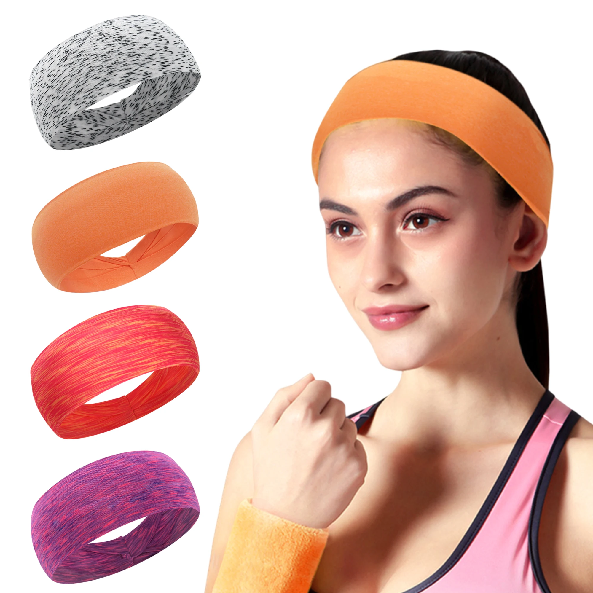 

4Pcs Sweatband for Women Elastic Sport Hairbands Head Band Yoga Headbands Headwear Headwrap Sport Workout Hair Accessories