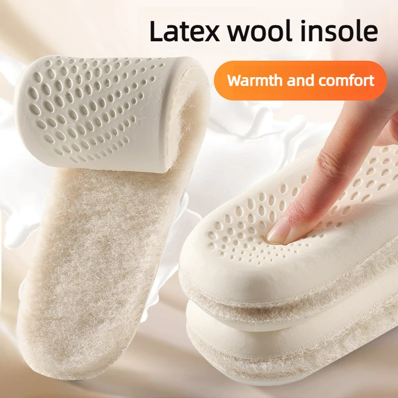 

Wool Latex Warm Insoles - Comfortable Breathable Cold-Resistant Soft and Elastic Anti-Slip Odor-Resistant Customizable