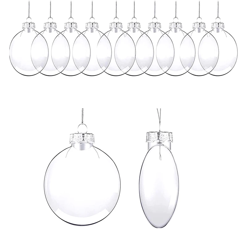 6/8/10cm Plastic Transparent Christmas Ball Home Xmas New Year Party Decoration DIY Clear Fillable Tree Hanging Pendant Ornament