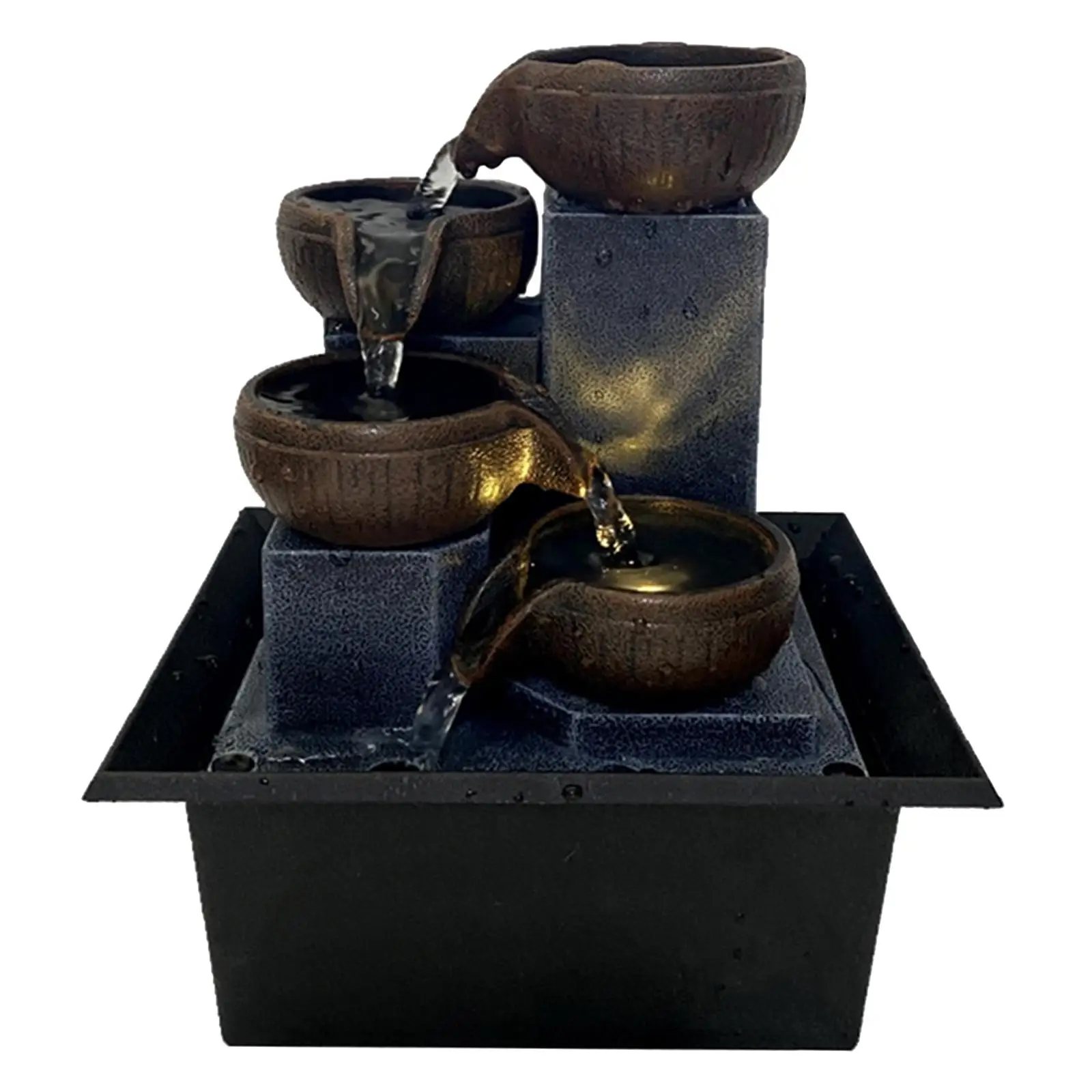 Plastic Tabletop Fountain Indoor Small Waterfall Ornament for Desktop Decoration Feng Shui Room Stress Relief